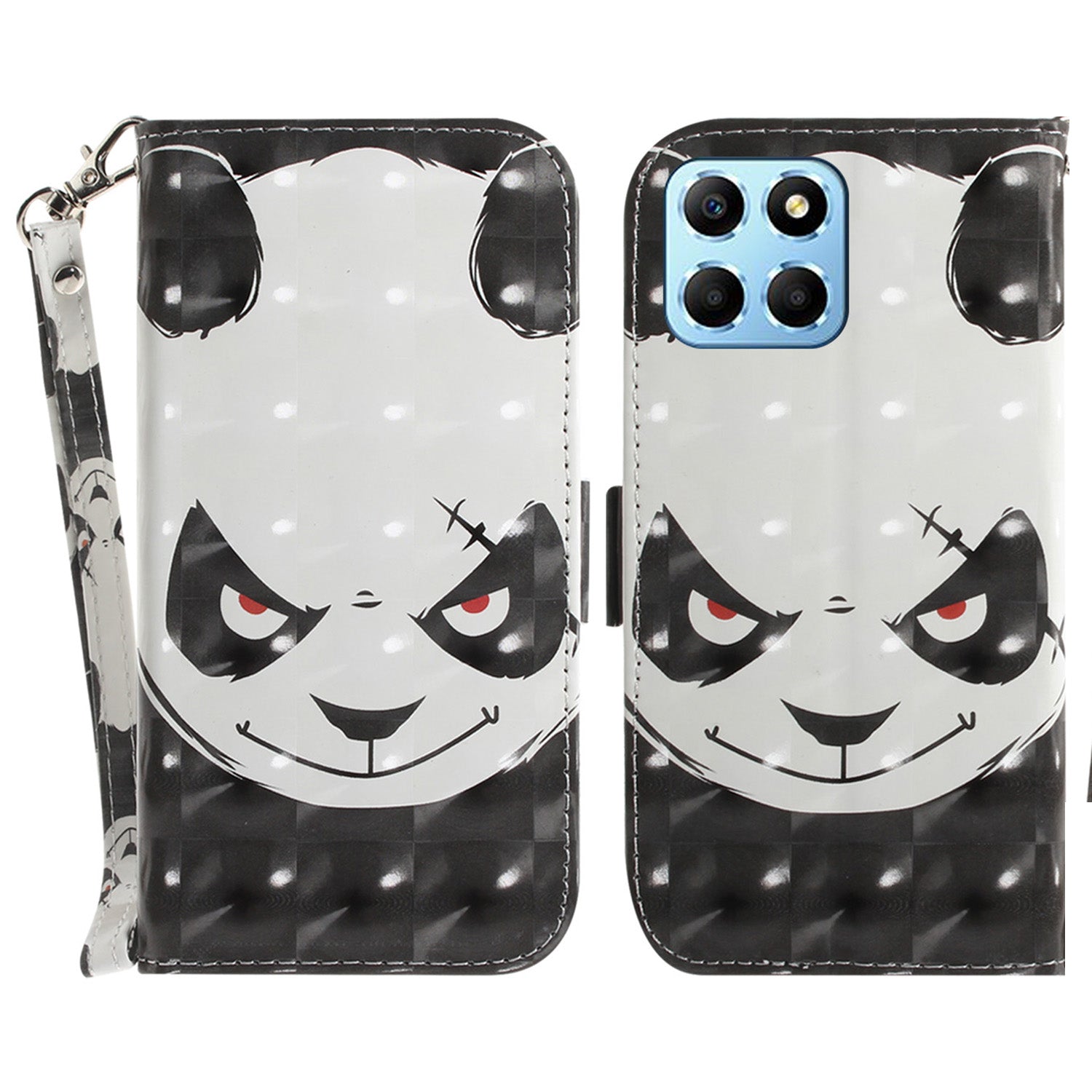 PU Leather Case for Honor X8 5G Protective Shell Wallet Phone Flip Cover with Strap