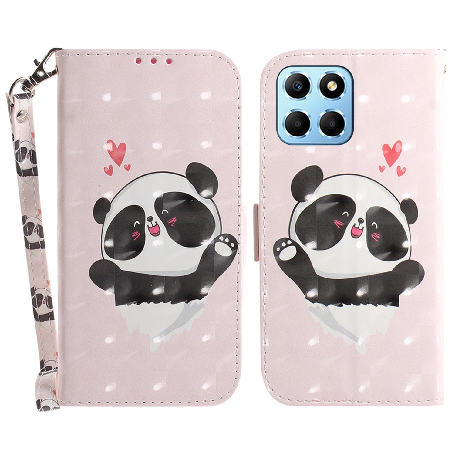 PU Leather Case for Honor X8 5G Protective Shell Wallet Phone Flip Cover with Strap