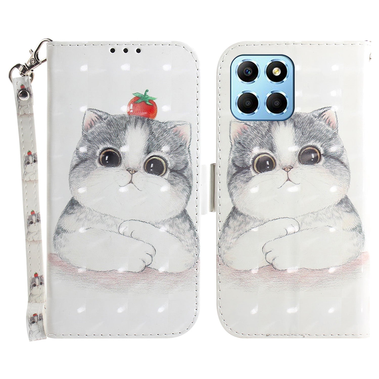 PU Leather Case for Honor X8 5G Protective Shell Wallet Phone Flip Cover with Strap