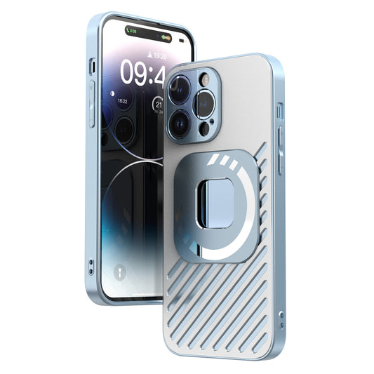 R-JUST SJ55 For iPhone 14 Pro Max Hollow Magnetic Phone Case TPU+PC+Metal Drop-proof Back Cover Compatible with MagSafe
