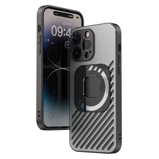 R-JUST SJ55 For iPhone 14 Pro Max Hollow Magnetic Phone Case TPU+PC+Metal Drop-proof Back Cover Compatible with MagSafe
