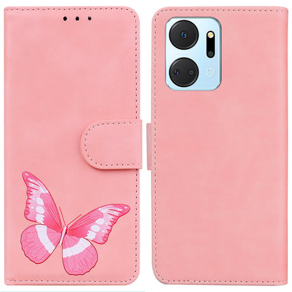 For Honor X7a 5G Butterfly Pattern Printing Wallet Phone Stand Cover Leather Phone Case
