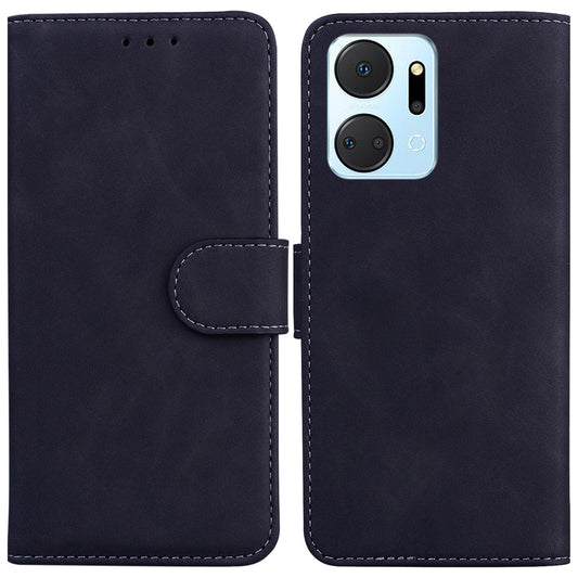 For Honor X7a 5G Solid Color Flip Phone Cover PU Leather Wallet Case with Stand