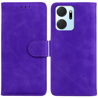 For Honor X7a 5G Solid Color Flip Phone Cover PU Leather Wallet Case with Stand