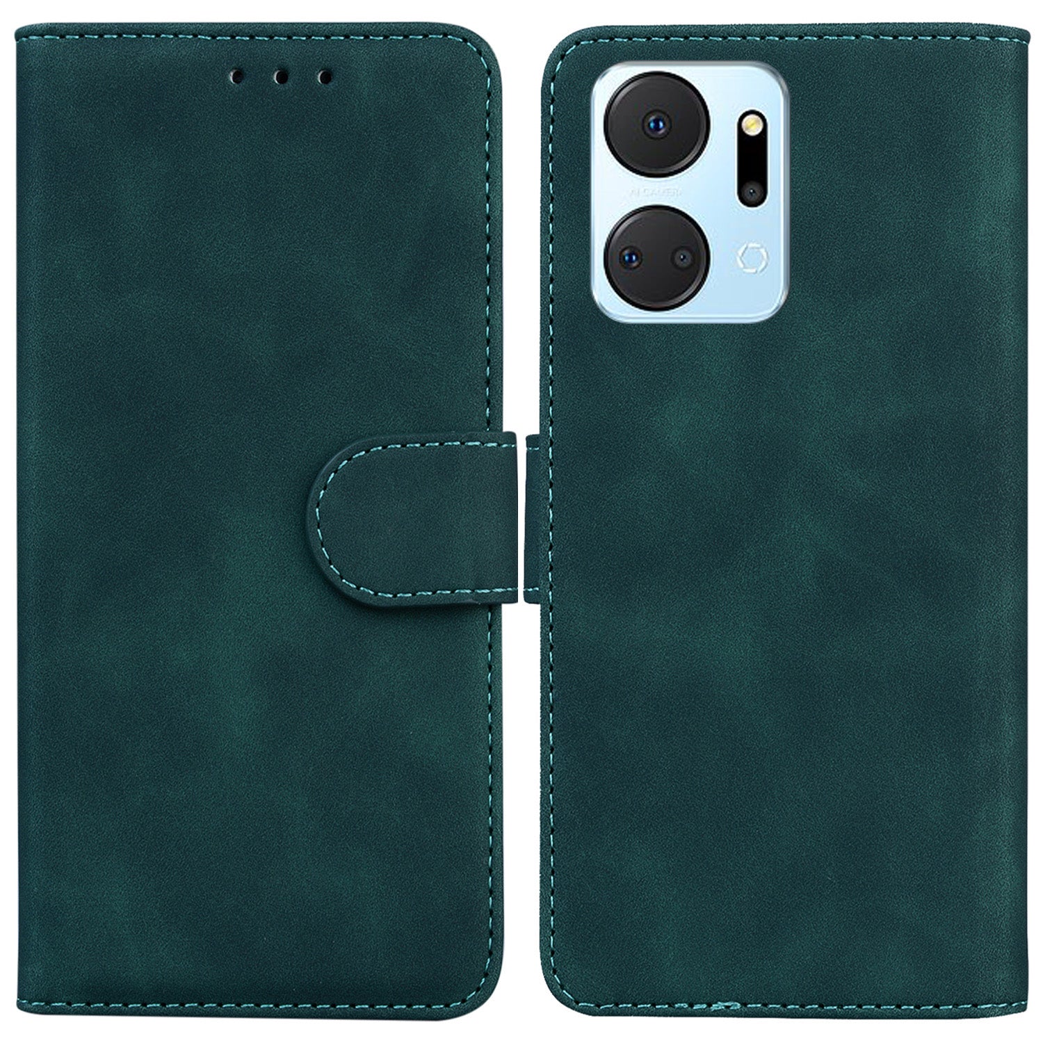 For Honor X7a 5G Solid Color Flip Phone Cover PU Leather Wallet Case with Stand