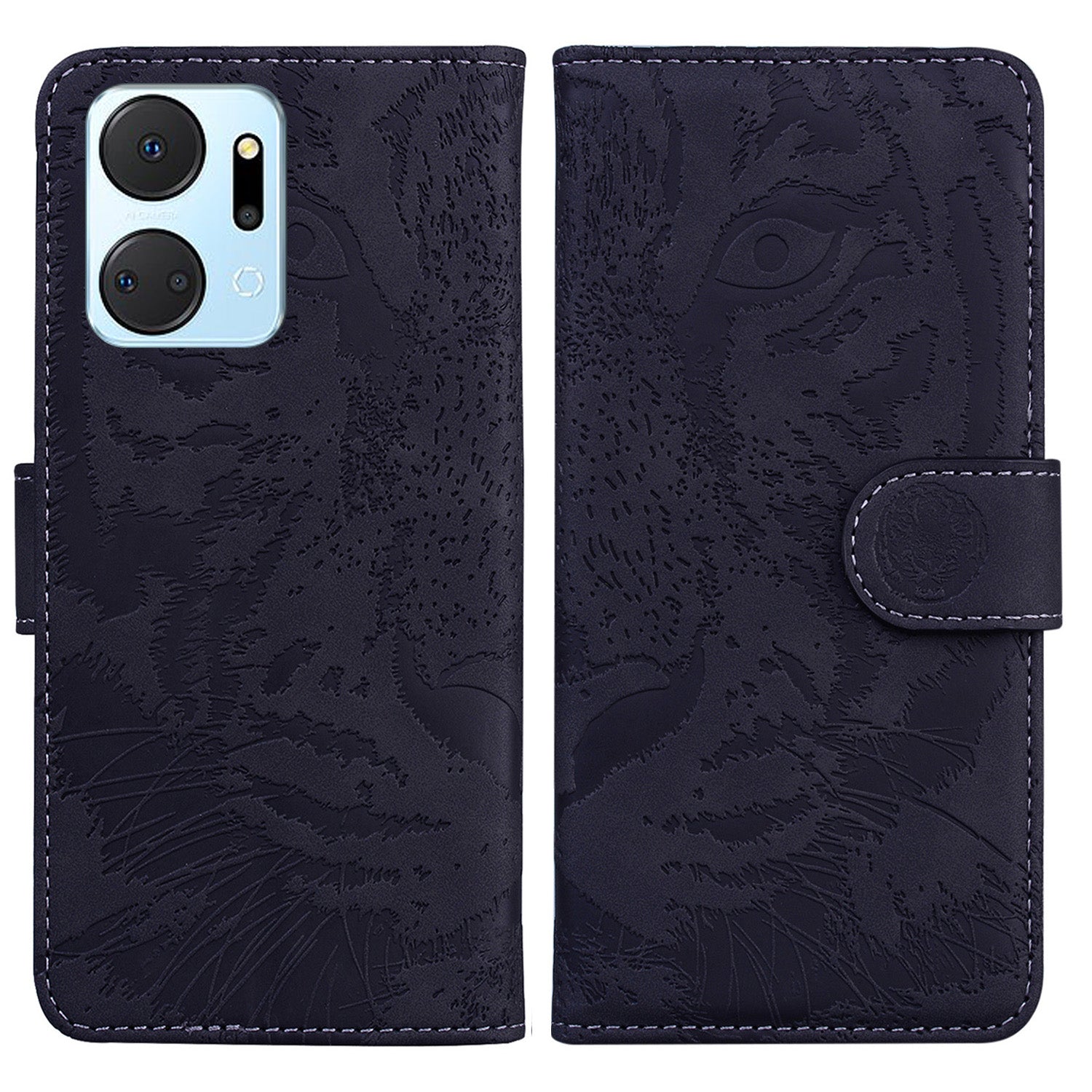 For Honor X7a 5G Stand Wallet Cover Tiger Pattern Imprinted PU Leather Flip Phone Case
