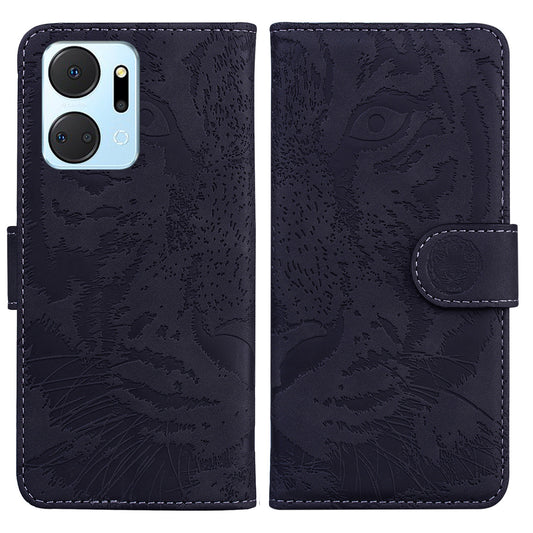 For Honor X7a 5G Stand Wallet Cover Tiger Pattern Imprinted PU Leather Flip Phone Case