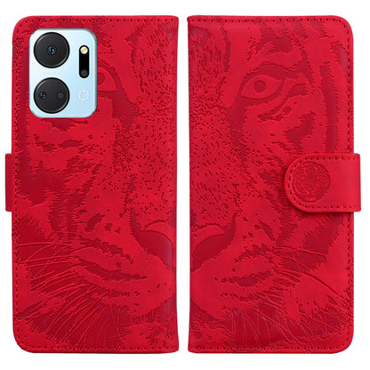 For Honor X7a 5G Stand Wallet Cover Tiger Pattern Imprinted PU Leather Flip Phone Case