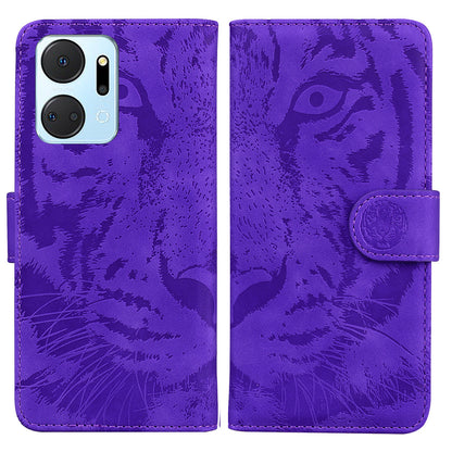 For Honor X7a 5G Stand Wallet Cover Tiger Pattern Imprinted PU Leather Flip Phone Case