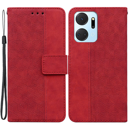 For Honor X7a 5G Imprinted PU Leather Wallet Phone Case Drop-proof Stand Cover with Hand Strap