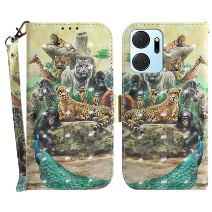 PU Leather Case for Honor X7a 5G Protective Case Wallet Phone Cover with Strap