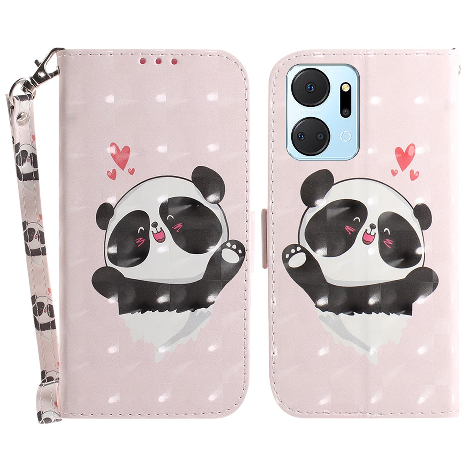 PU Leather Case for Honor X7a 5G Protective Case Wallet Phone Cover with Strap