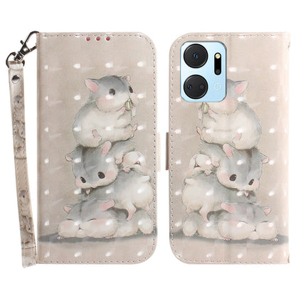 PU Leather Case for Honor X7a 5G Protective Case Wallet Phone Cover with Strap
