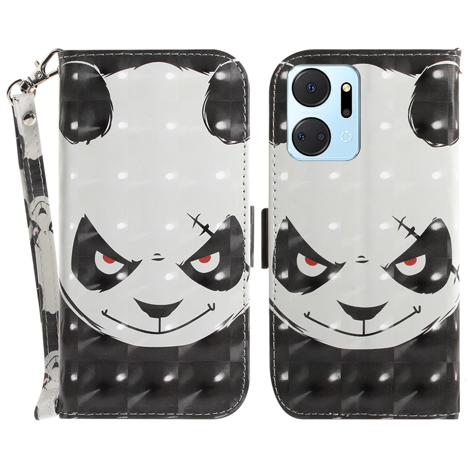 PU Leather Case for Honor X7a 5G Protective Case Wallet Phone Cover with Strap