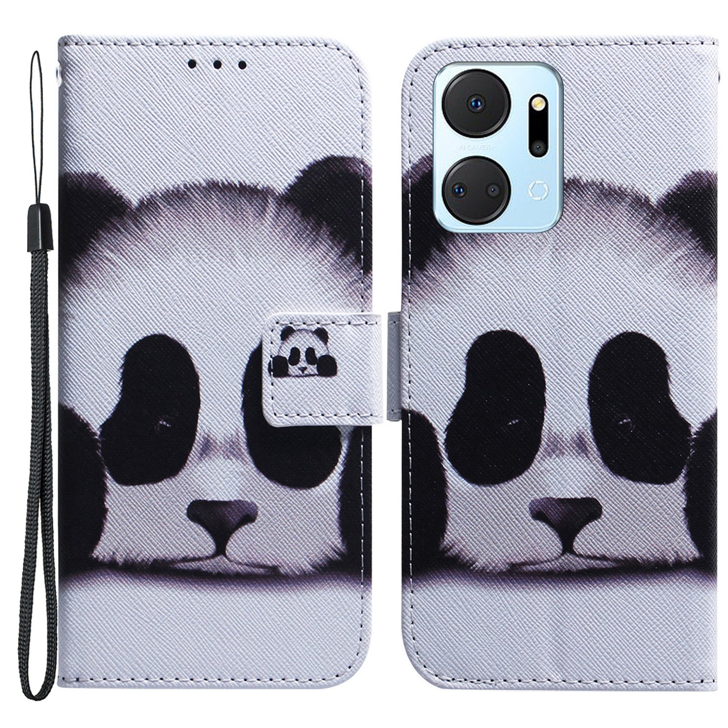 Protective Case for Honor X7a 5G PU Leather Folio Flip Cover Wallet Phone Case with Strap