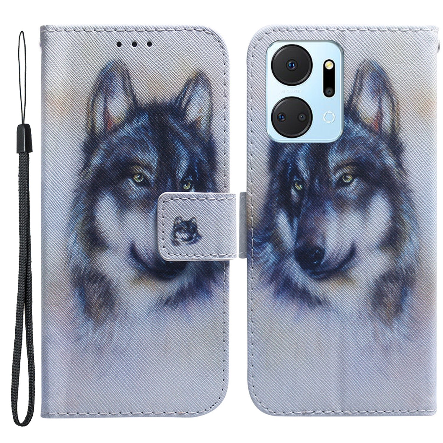 Protective Case for Honor X7a 5G PU Leather Folio Flip Cover Wallet Phone Case with Strap