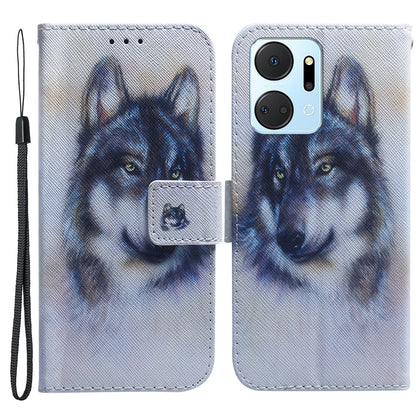 Protective Case for Honor X7a 5G PU Leather Folio Flip Cover Wallet Phone Case with Strap