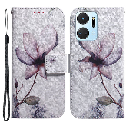 Protective Case for Honor X7a 5G PU Leather Folio Flip Cover Wallet Phone Case with Strap