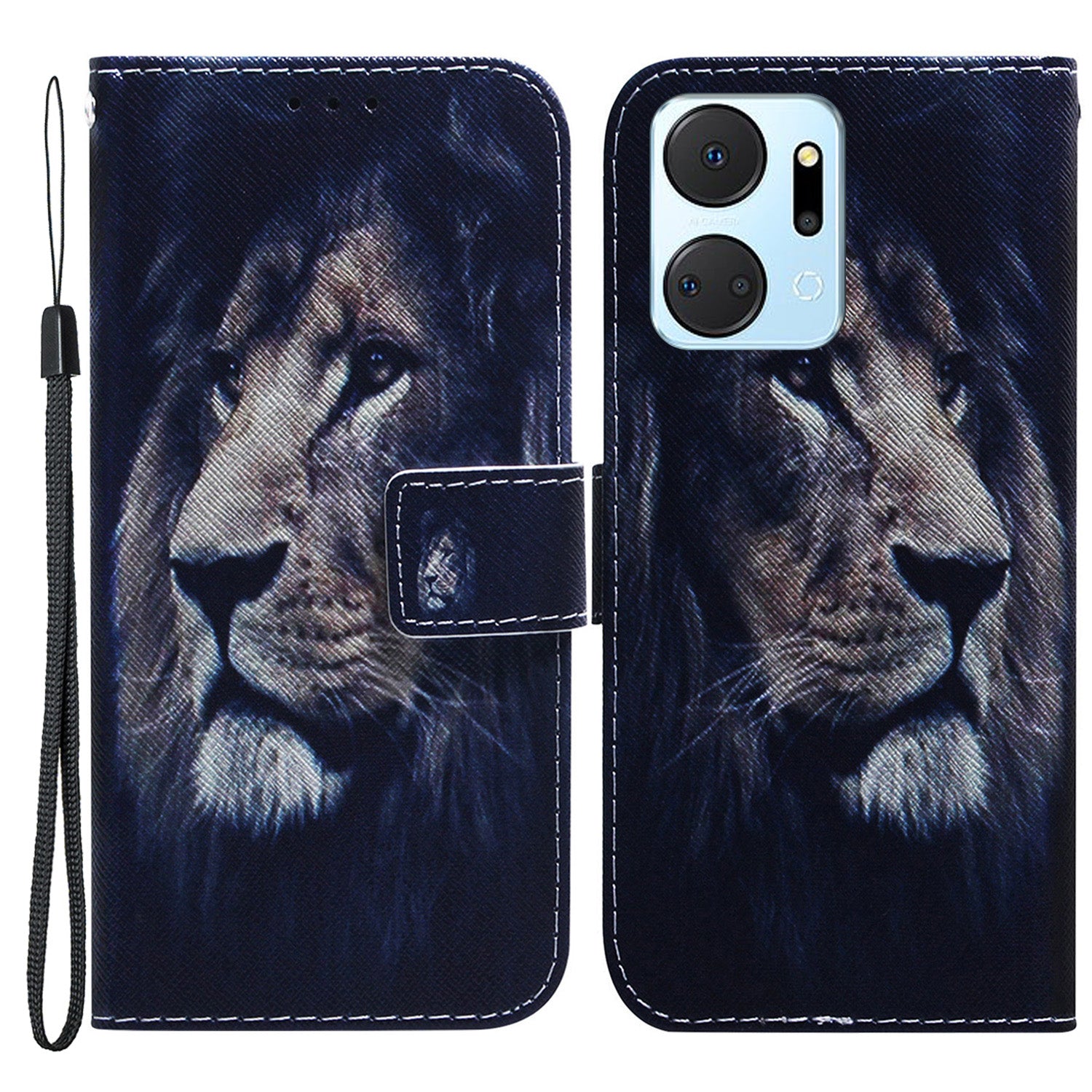 Protective Case for Honor X7a 5G PU Leather Folio Flip Cover Wallet Phone Case with Strap
