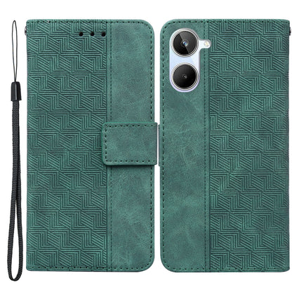 For Realme 10 4G Imprinted Leather Phone Case Phone Wallet Stand Cover with Hand Strap