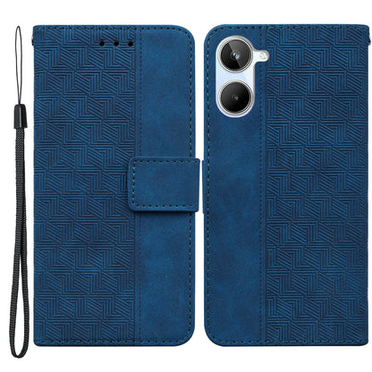 For Realme 10 4G Imprinted Leather Phone Case Phone Wallet Stand Cover with Hand Strap