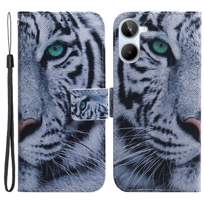 Anti-Drop Phone Case for Realme 10 4G PU Leather Cover Wallet Phone Protector with Strap