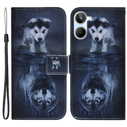 Anti-Drop Phone Case for Realme 10 4G PU Leather Cover Wallet Phone Protector with Strap