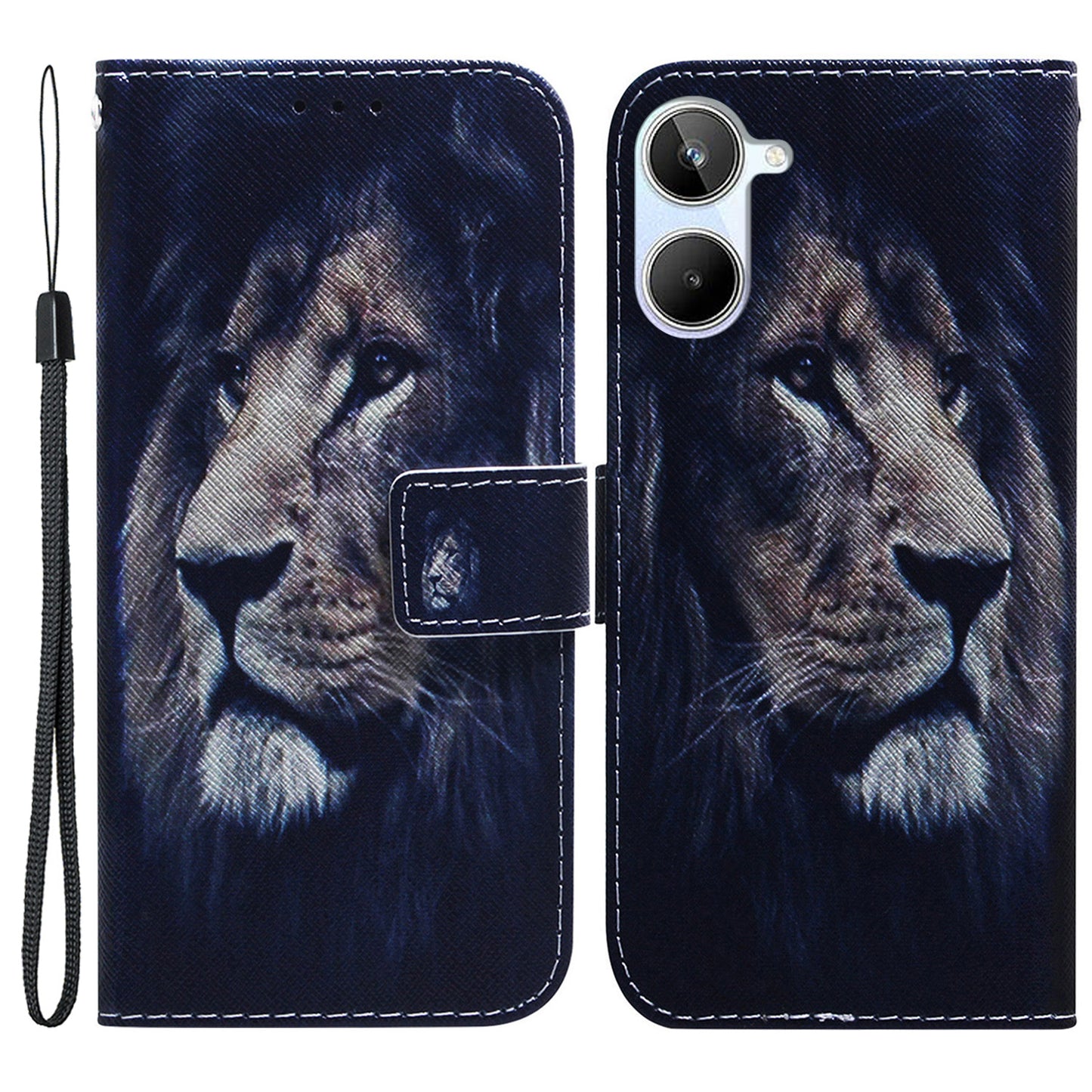 Anti-Drop Phone Case for Realme 10 4G PU Leather Cover Wallet Phone Protector with Strap