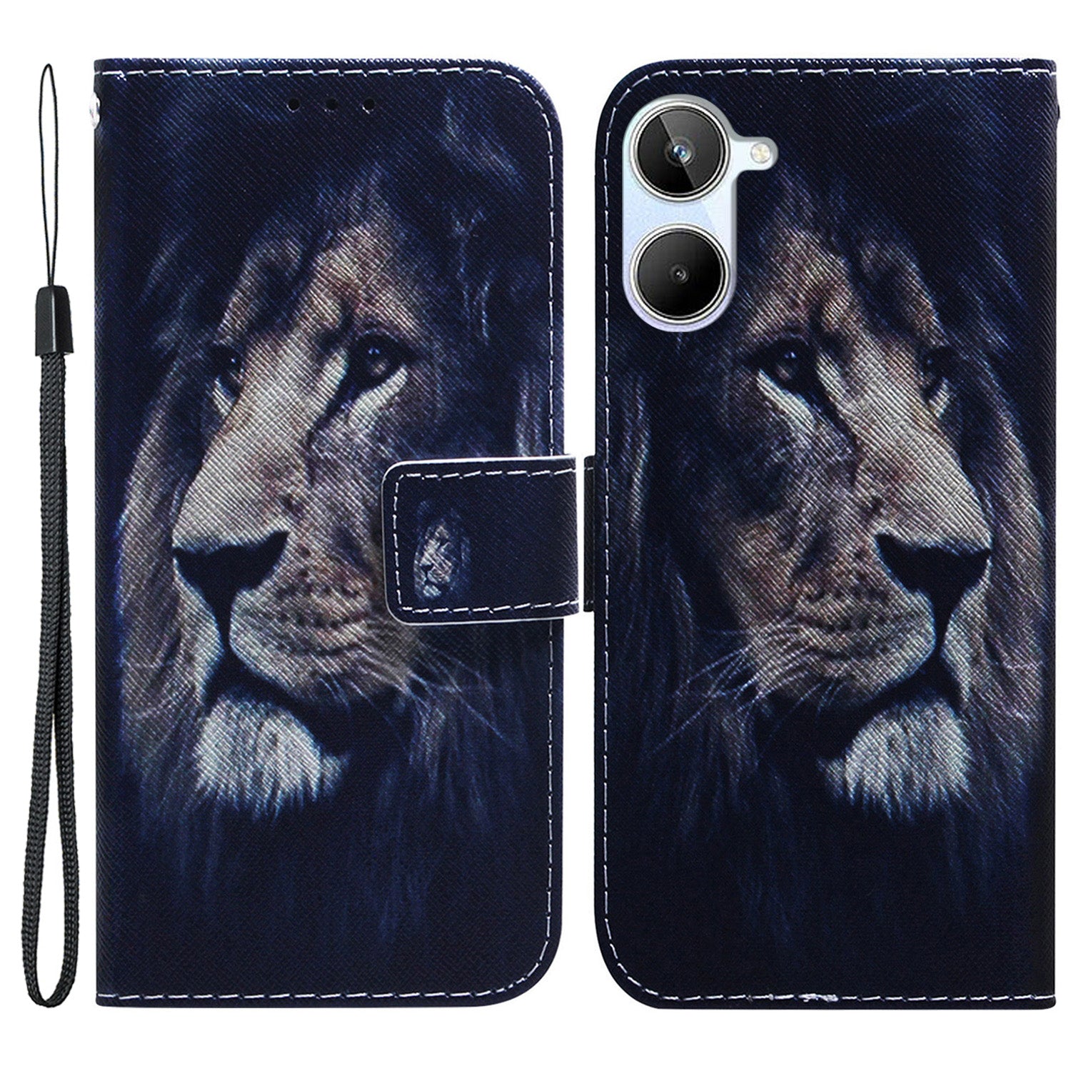 Anti-Drop Phone Case for Realme 10 4G PU Leather Cover Wallet Phone Protector with Strap