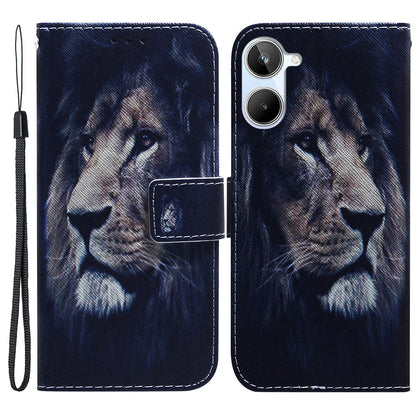 Anti-Drop Phone Case for Realme 10 4G PU Leather Cover Wallet Phone Protector with Strap