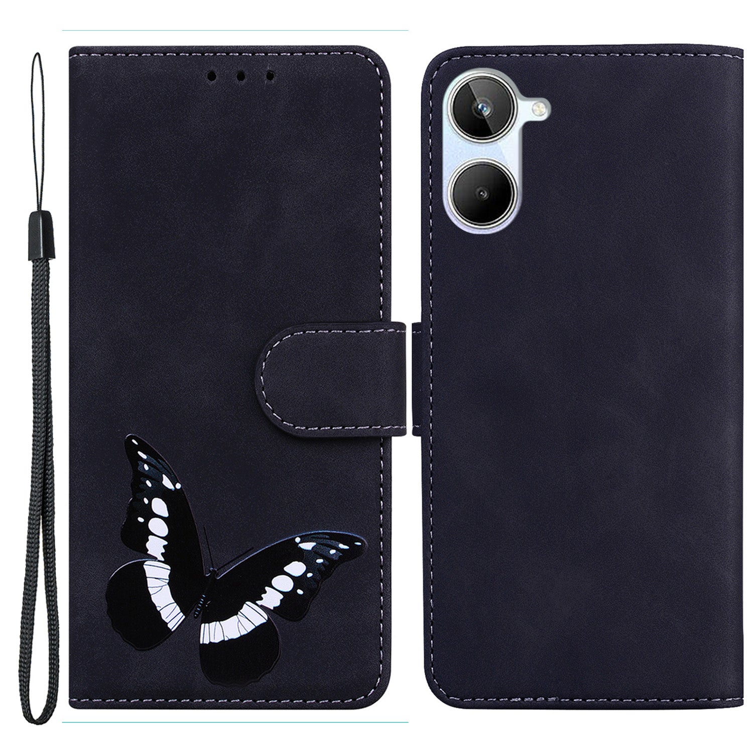Phone Wallet Case for Realme 10 4G Butterfly Pattern Printing Stand Leather Phone Cover