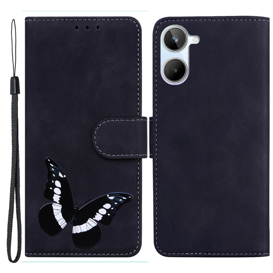 Phone Wallet Case for Realme 10 4G Butterfly Pattern Printing Stand Leather Phone Cover