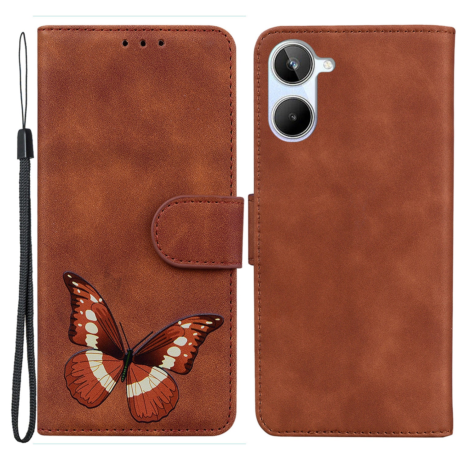 Phone Wallet Case for Realme 10 4G Butterfly Pattern Printing Stand Leather Phone Cover