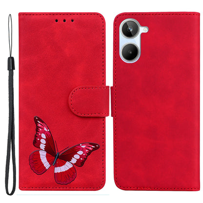 Phone Wallet Case for Realme 10 4G Butterfly Pattern Printing Stand Leather Phone Cover