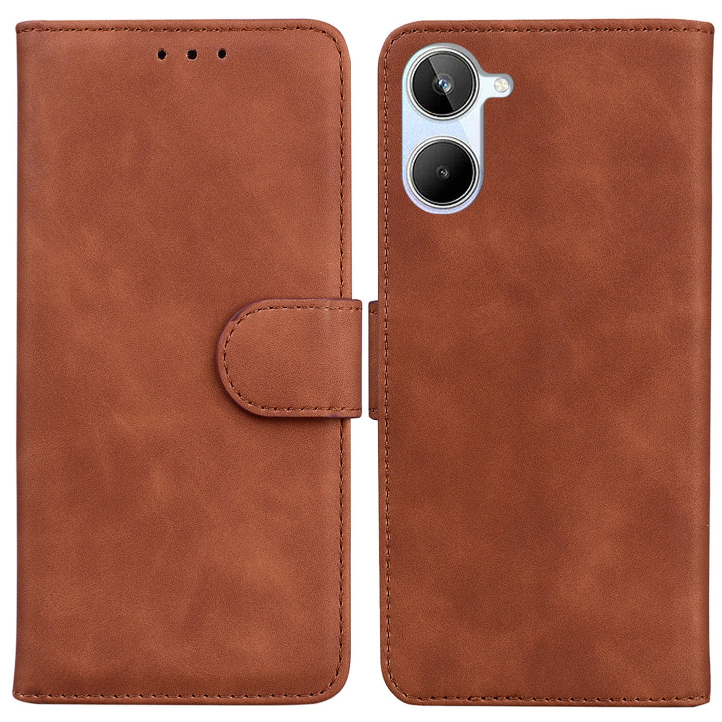 For Realme 10 4G PU Leather Phone Case Wallet Stand Solid Color Phone Cover
