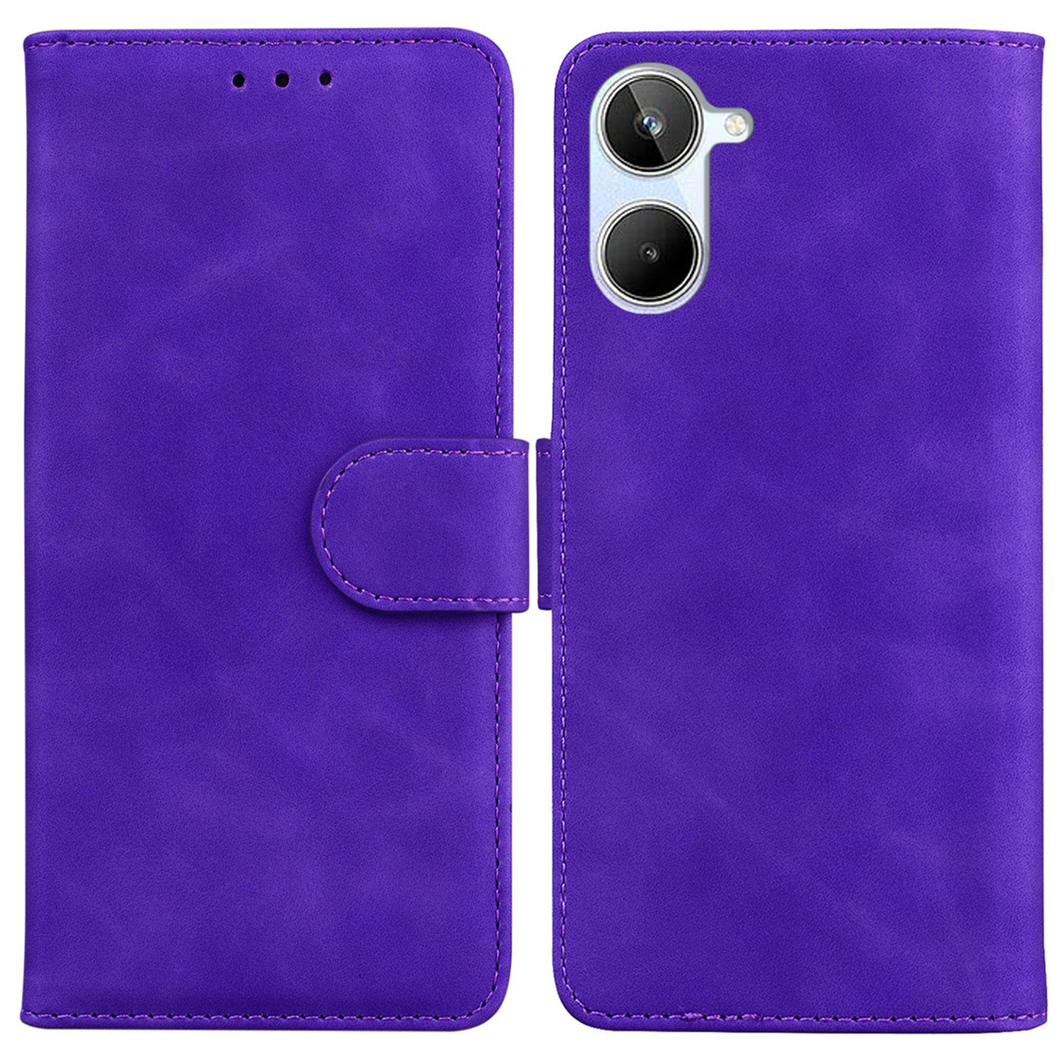 For Realme 10 4G PU Leather Phone Case Wallet Stand Solid Color Phone Cover