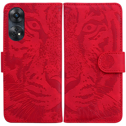 PU Leather Case for Oppo Reno8 T 4G , Tiger Pattern Imprinted Flip Wallet Stand Phone Cover
