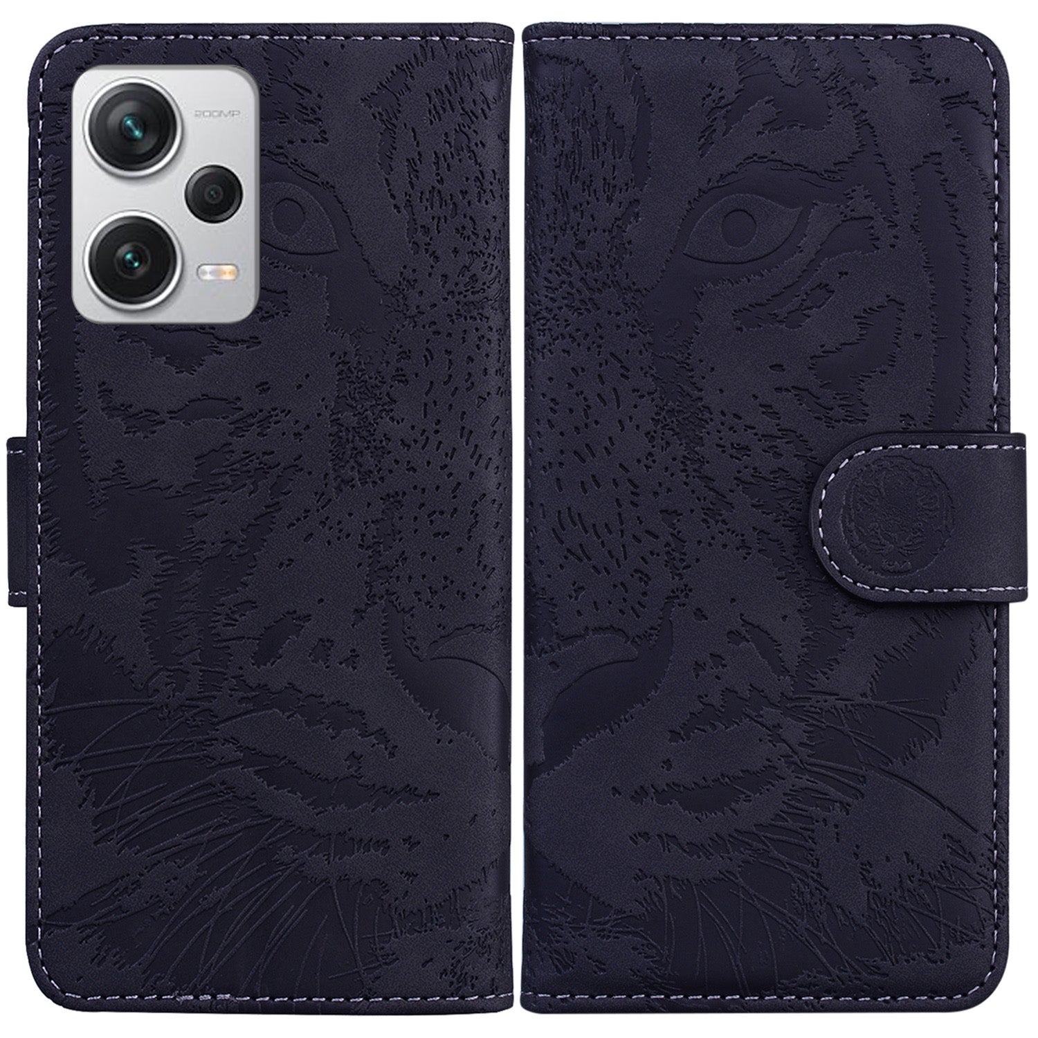 For Xiaomi Redmi Note 12 Pro+ 5G PU Leather Wallet Case Tiger Pattern Imprinted Stand Flip Phone Cover