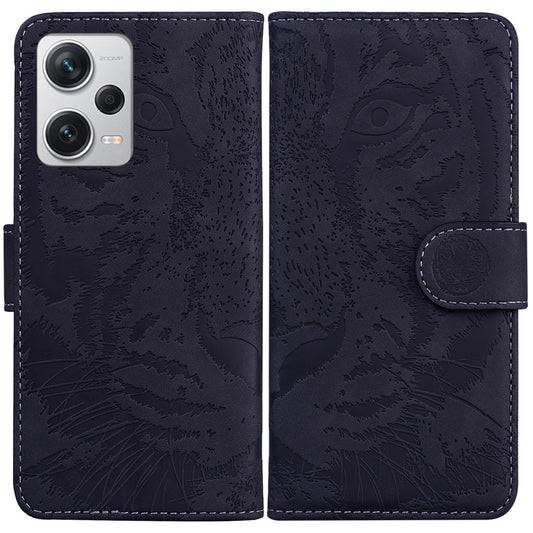 For Xiaomi Redmi Note 12 Pro+ 5G PU Leather Wallet Case Tiger Pattern Imprinted Stand Flip Phone Cover