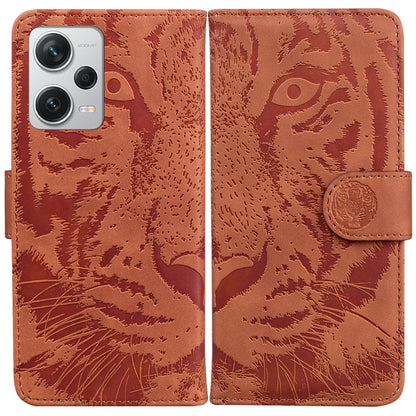 For Xiaomi Redmi Note 12 Pro+ 5G PU Leather Wallet Case Tiger Pattern Imprinted Stand Flip Phone Cover