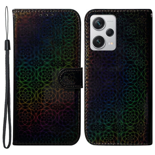 For Xiaomi Redmi Note 12 Pro+ 5G PU Leather Flip Case Dazzling Flower Pattern Wallet Stand Phone Cover