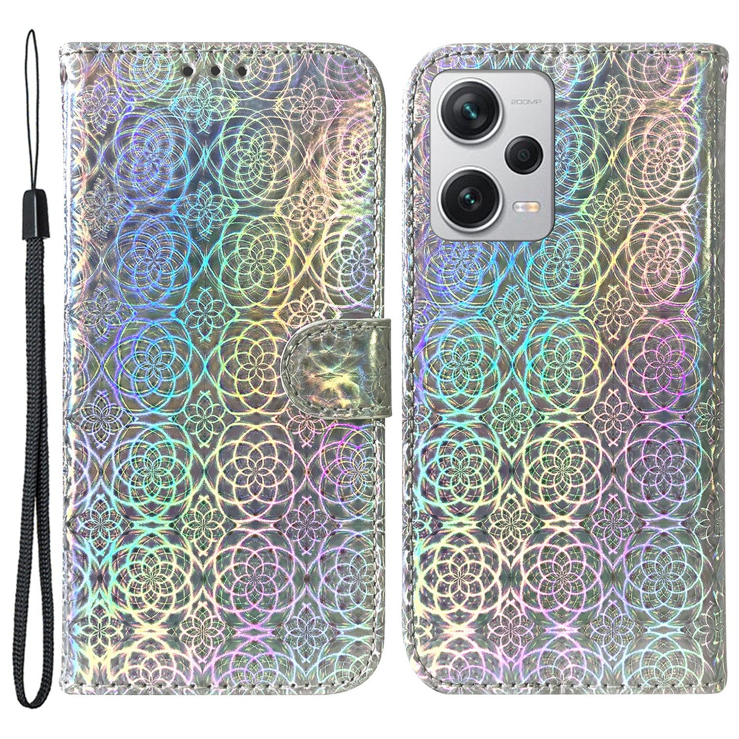 For Xiaomi Redmi Note 12 Pro+ 5G PU Leather Flip Case Dazzling Flower Pattern Wallet Stand Phone Cover