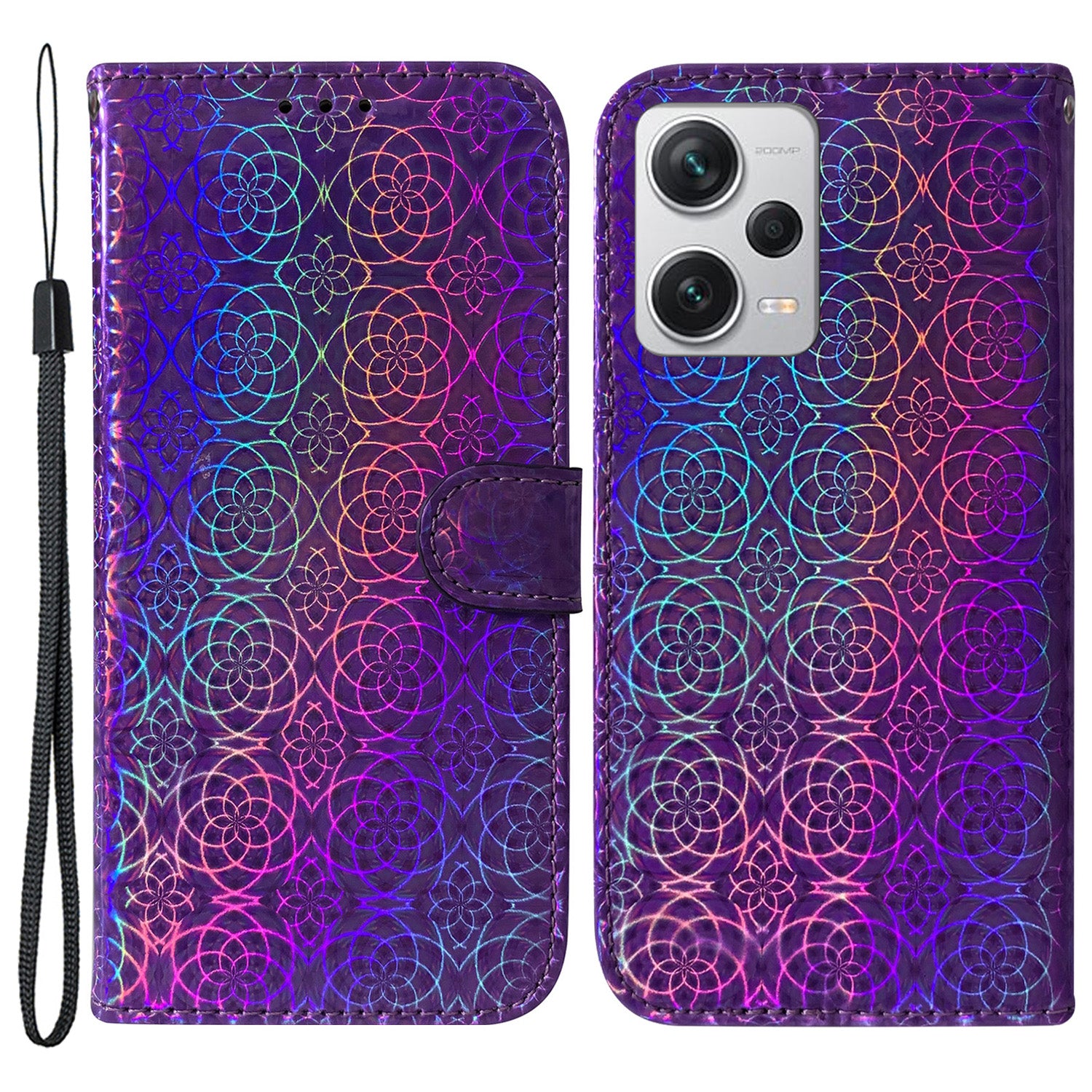 For Xiaomi Redmi Note 12 Pro+ 5G PU Leather Flip Case Dazzling Flower Pattern Wallet Stand Phone Cover