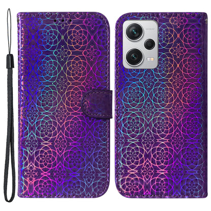 For Xiaomi Redmi Note 12 Pro+ 5G PU Leather Flip Case Dazzling Flower Pattern Wallet Stand Phone Cover