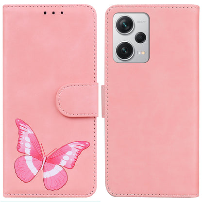 For Xiaomi Redmi Note 12 Pro+ 5G Leather Phone Case Wallet Stand Butterfly Pattern Printing Cover
