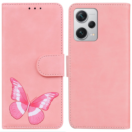 For Xiaomi Redmi Note 12 Pro+ 5G Leather Phone Case Wallet Stand Butterfly Pattern Printing Cover