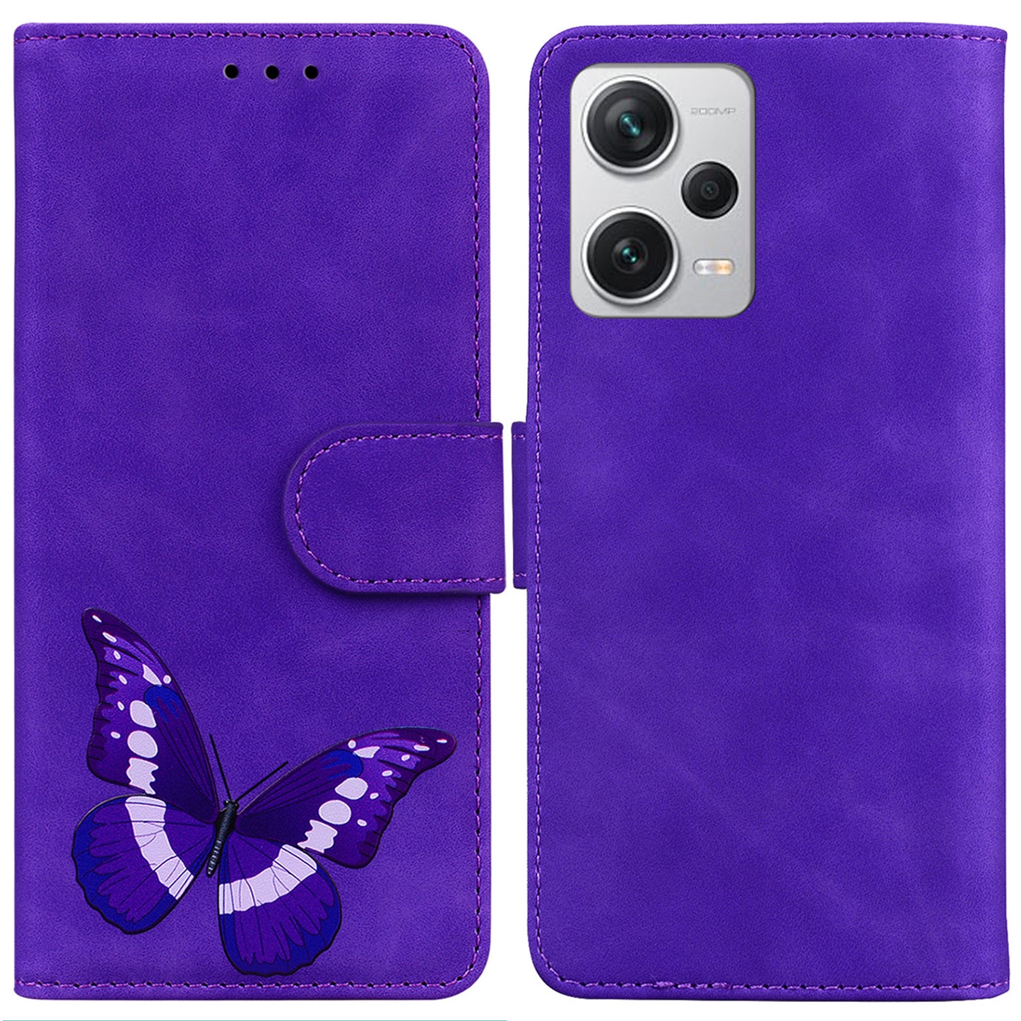 For Xiaomi Redmi Note 12 Pro+ 5G Leather Phone Case Wallet Stand Butterfly Pattern Printing Cover