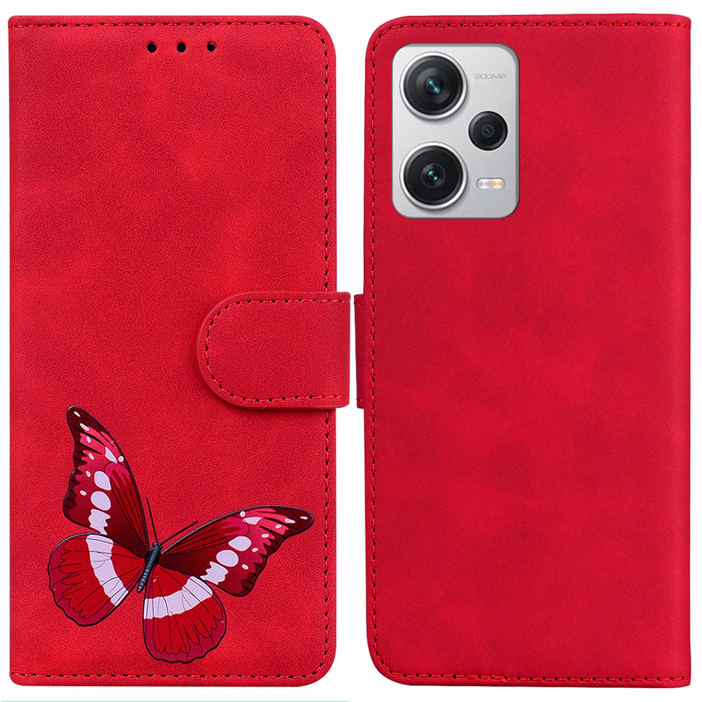 For Xiaomi Redmi Note 12 Pro+ 5G Leather Phone Case Wallet Stand Butterfly Pattern Printing Cover