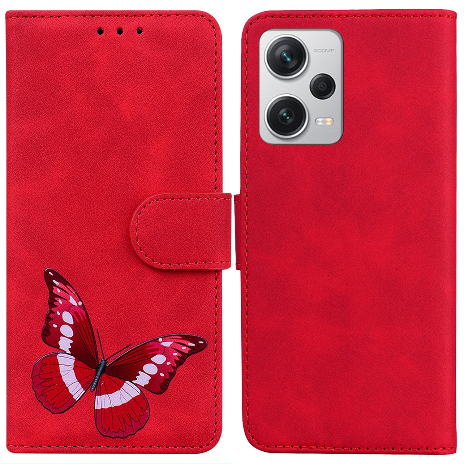 For Xiaomi Redmi Note 12 Pro+ 5G Leather Phone Case Wallet Stand Butterfly Pattern Printing Cover