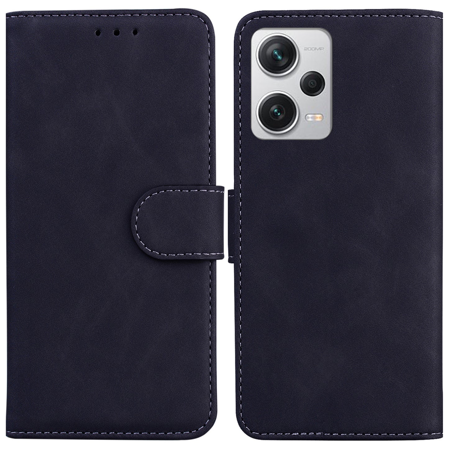 For Xiaomi Redmi Note 12 Pro+ 5G PU Leather Cover Solid Color Wallet Stand Protective Phone Case